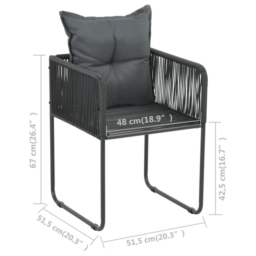 Set de comedor de jardín de 5 piezas PVC ratán negro vidaXL