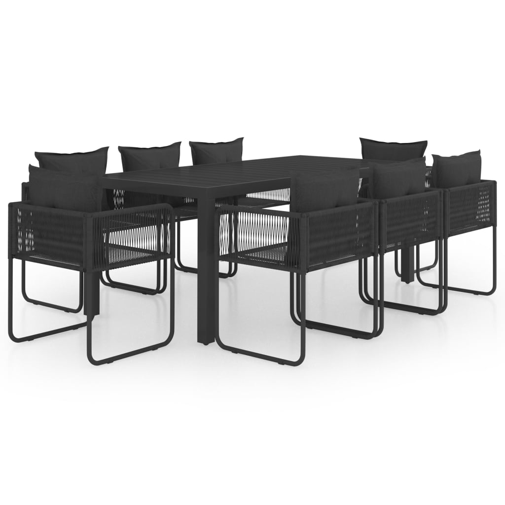 Set de comedor de jardín de 9 piezas PVC ratán negro vidaXL