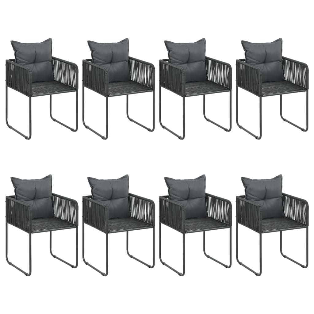 Set de comedor de jardín de 9 piezas PVC ratán negro vidaXL