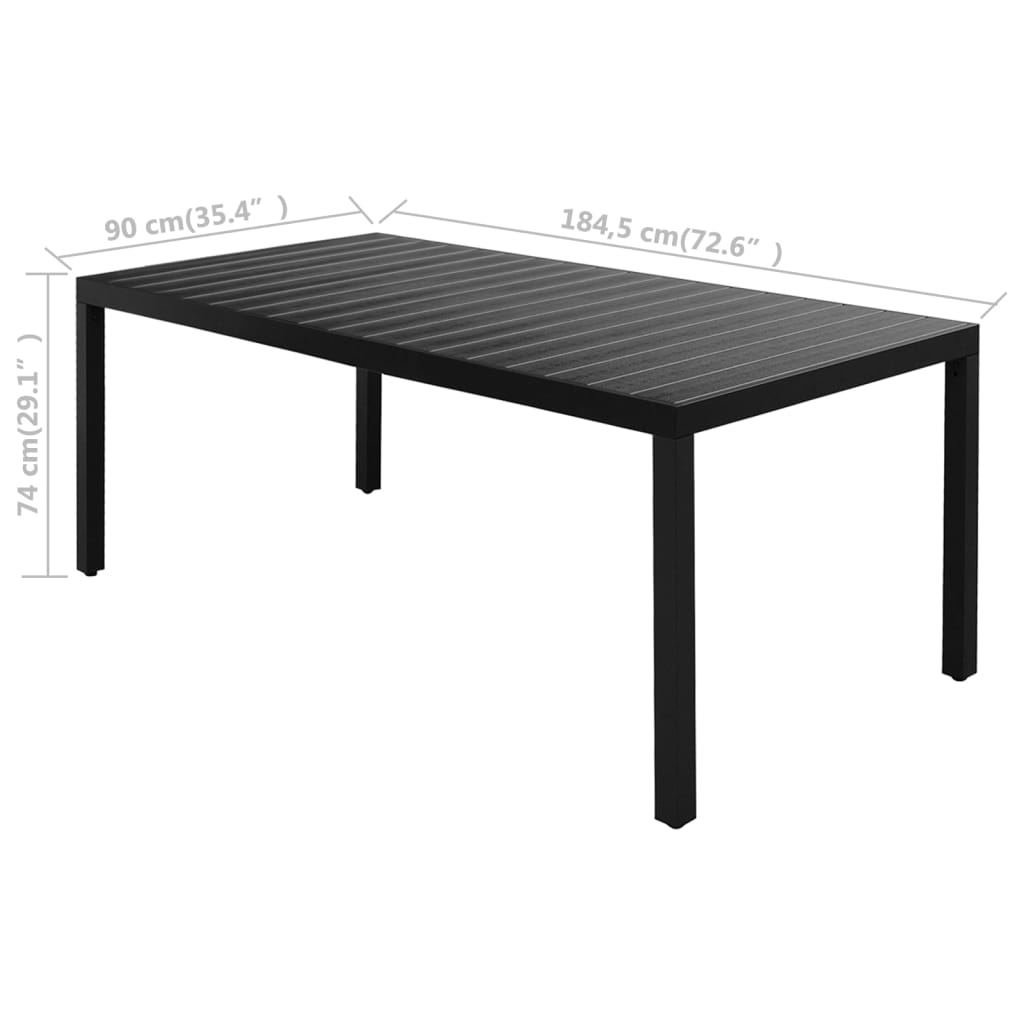 Set de comedor de jardín de 9 piezas PVC ratán negro vidaXL