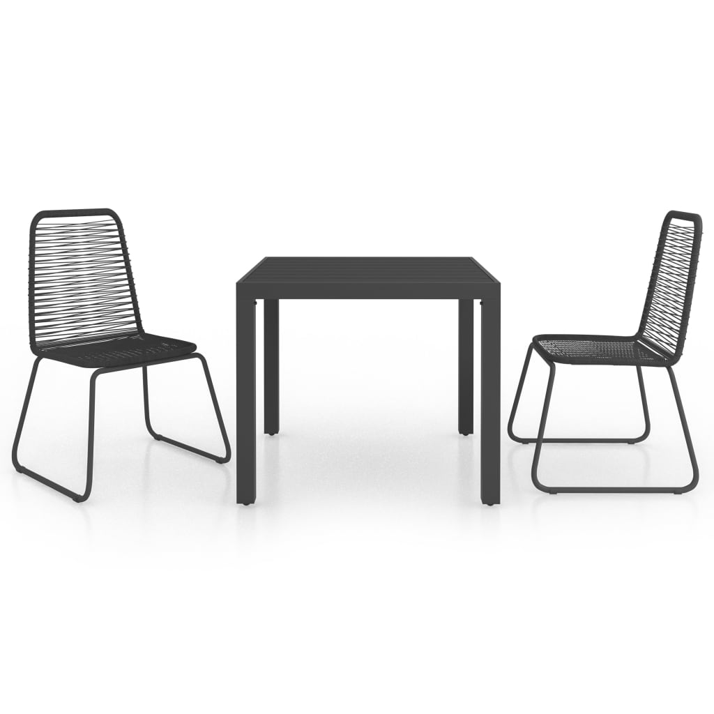 Set de comedor de jardín de 3 piezas PVC ratán negro - Vetonek