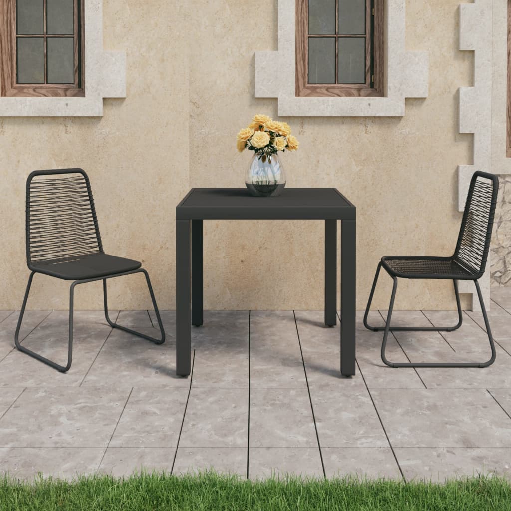 Set de comedor de jardín de 3 piezas PVC ratán negro vidaXL