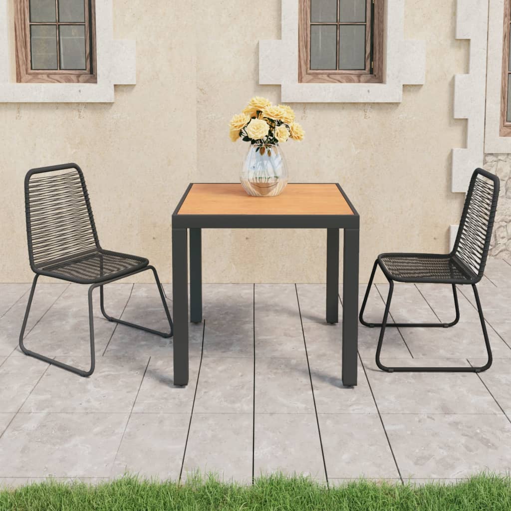 Set de comedor de jardín de 3 piezas PVC ratán negro y marrón vidaXL