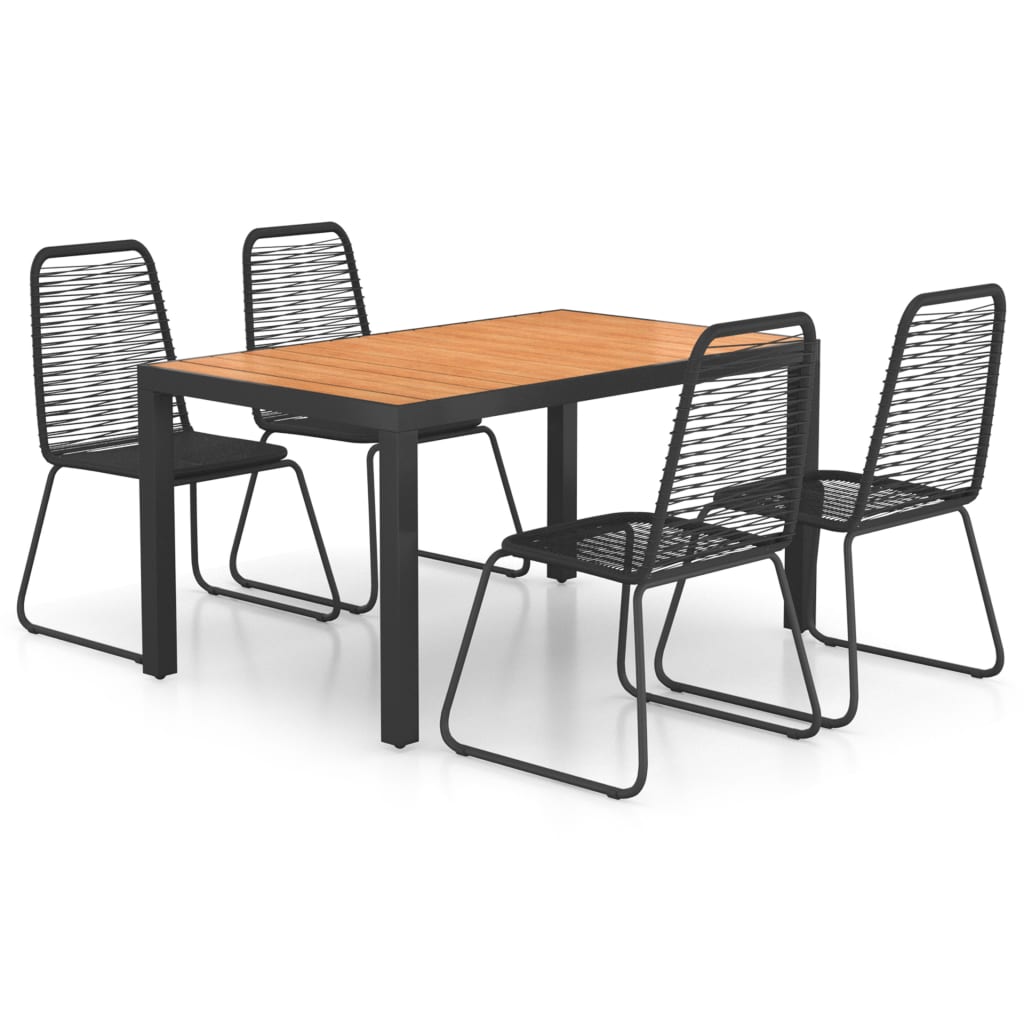 Set de comedor de jardín de 5 piezas PVC ratán negro y marrón - Vetonek