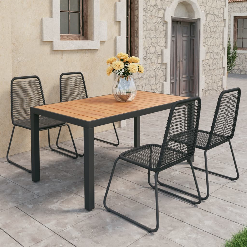 Set de comedor de jardín de 5 piezas PVC ratán negro y marrón vidaXL