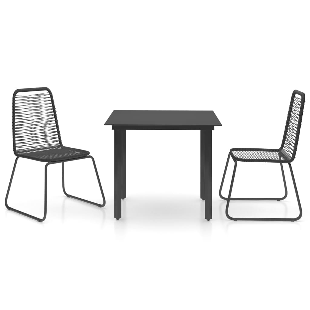 Set de comedor de jardín de 3 piezas PVC ratán negro vidaXL