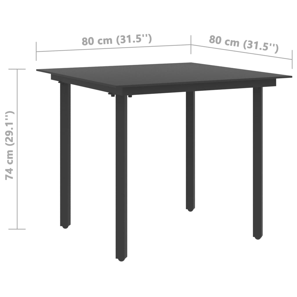 Set de comedor de jardín de 3 piezas PVC ratán negro vidaXL