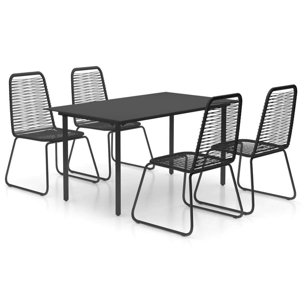 Set de comedor de jardín de 5 piezas PVC ratán negro vidaXL