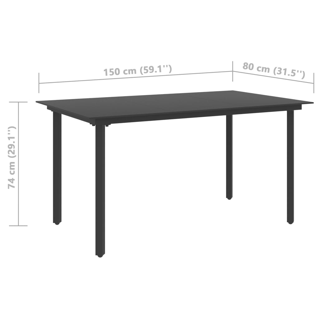 Set de comedor de jardín de 5 piezas PVC ratán negro vidaXL