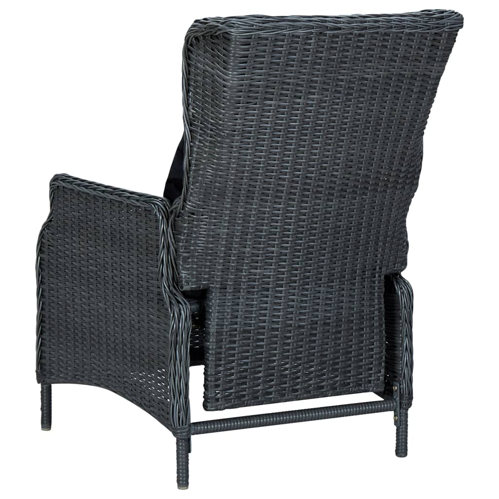 Set comedor jardín 9 pzas y cojines ratán sintético gris oscuro vidaXL