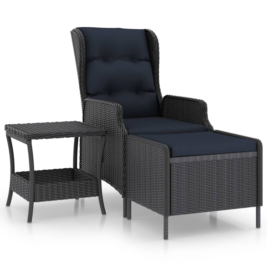 Set muebles jardín 2 pzas ratán sintético gris oscuro y cojines vidaXL