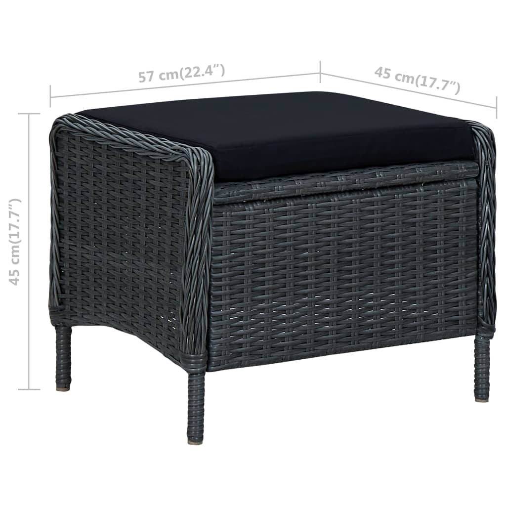 Set muebles jardín 2 pzas ratán sintético gris oscuro y cojines vidaXL