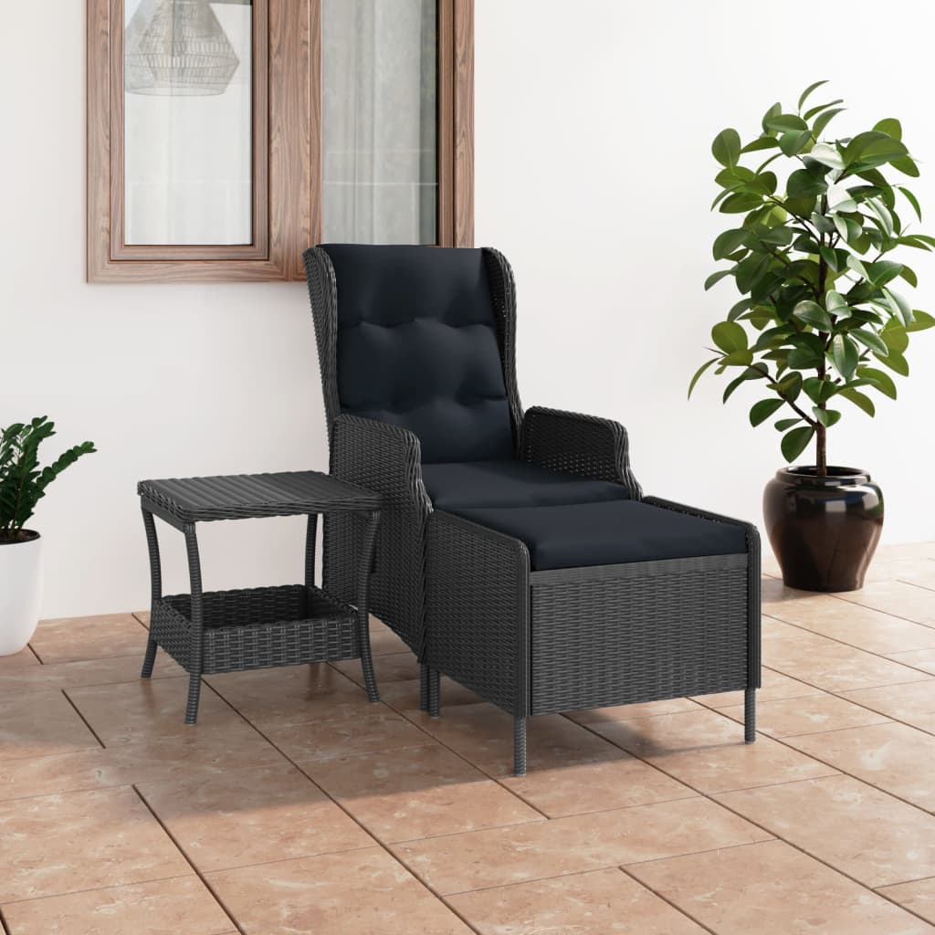 Vetonek Set muebles jardín 2 pzas ratán sintético gris oscuro y cojines