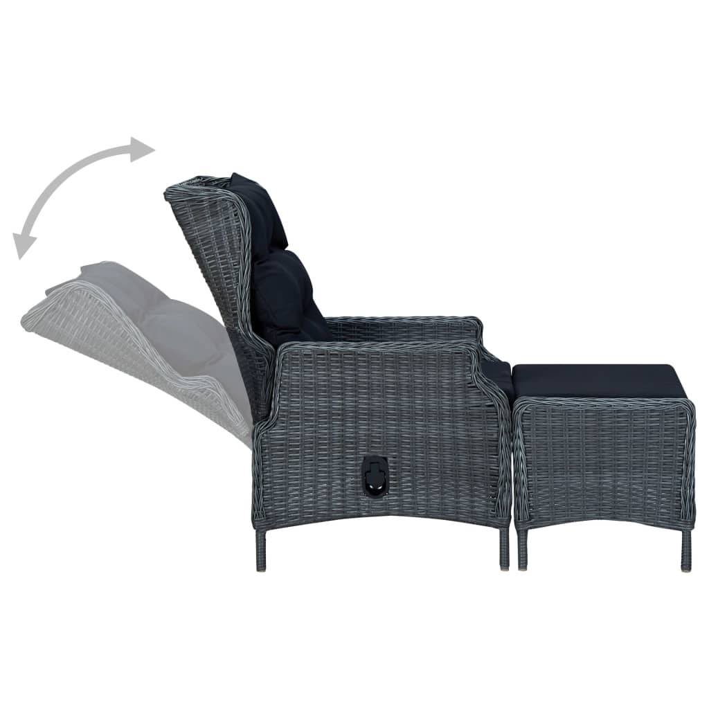 Set muebles jardín 2 pzas ratán sintético gris oscuro y cojines vidaXL