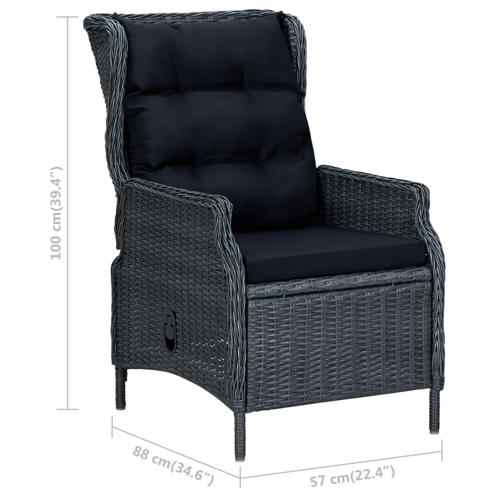 Set muebles jardín 2 pzas ratán sintético gris oscuro y cojines vidaXL