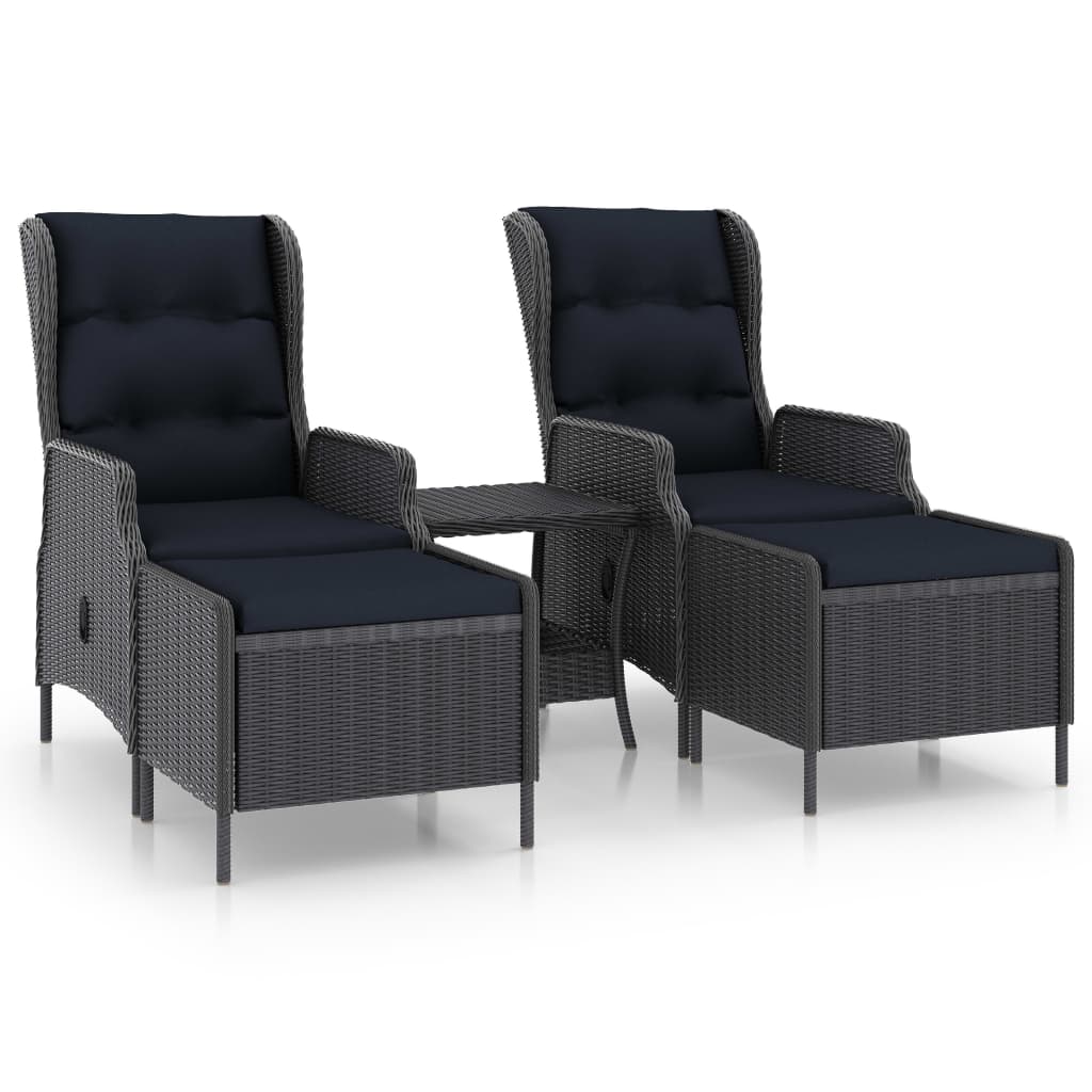 Set muebles jardín 3 pzas ratán sintético gris oscuro y cojines