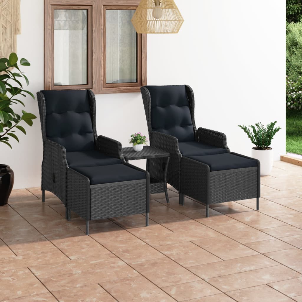 Vetonek Set muebles jardín 3 pzas ratán sintético gris oscuro y cojines