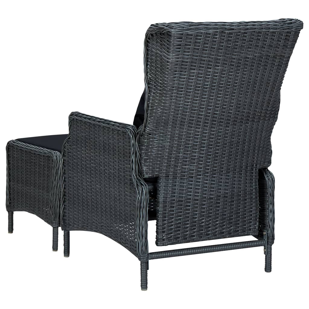 Set comedor jardín 9 pzas cojines ratán sintético gris oscuro vidaXL