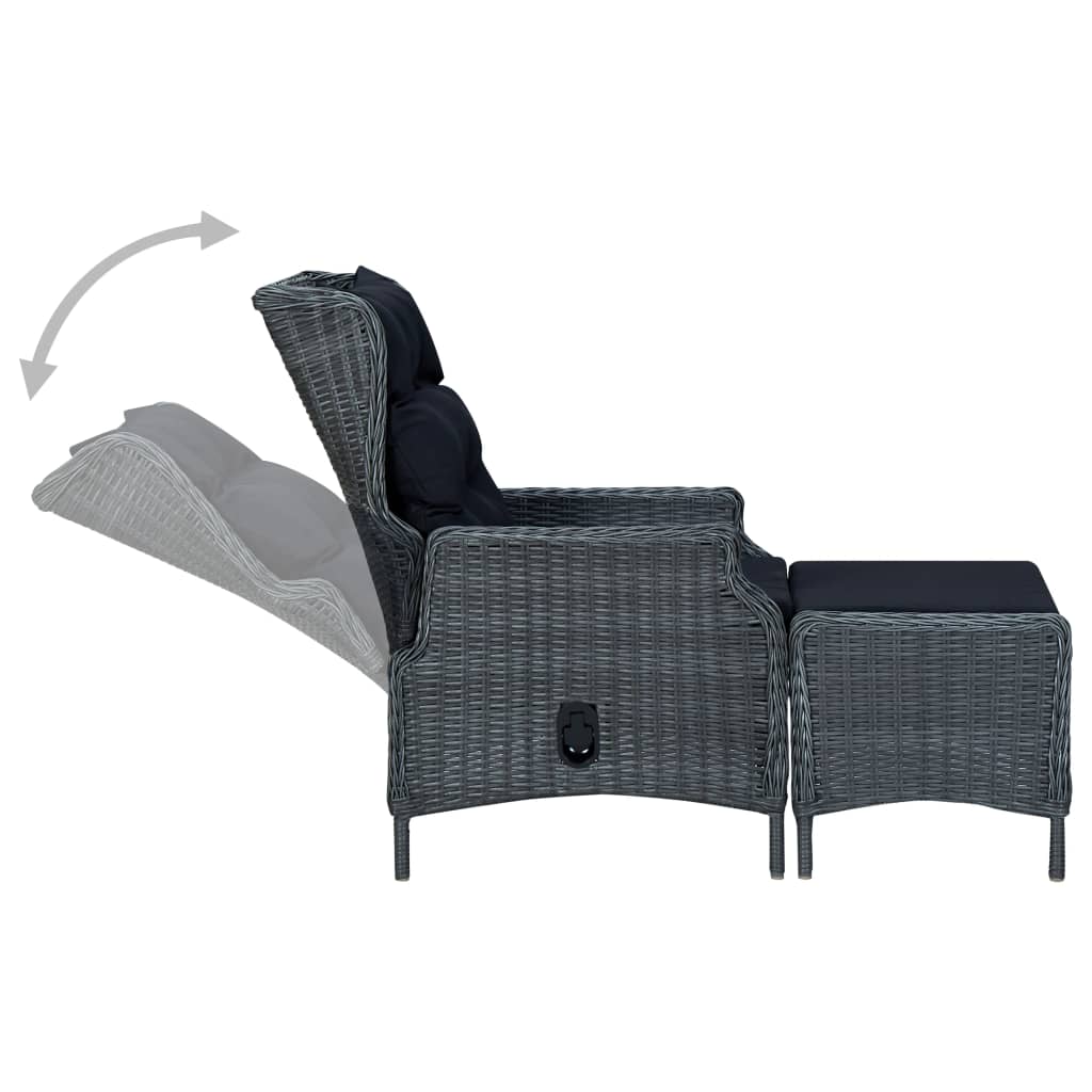 Set comedor jardín 9 pzas cojines ratán sintético gris oscuro vidaXL