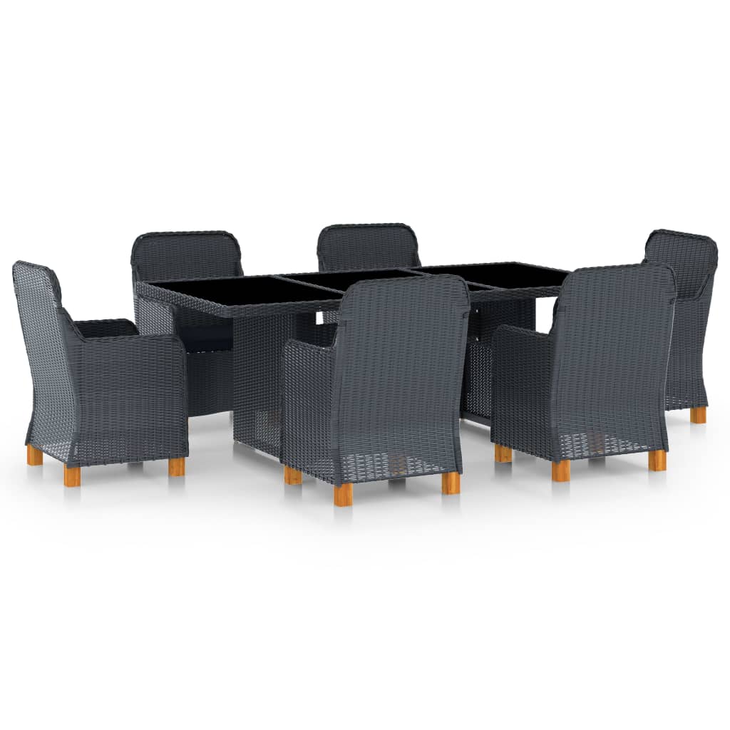 Vetonek Set comedor jardín 7 pzas cojines ratán sintético gris oscuro