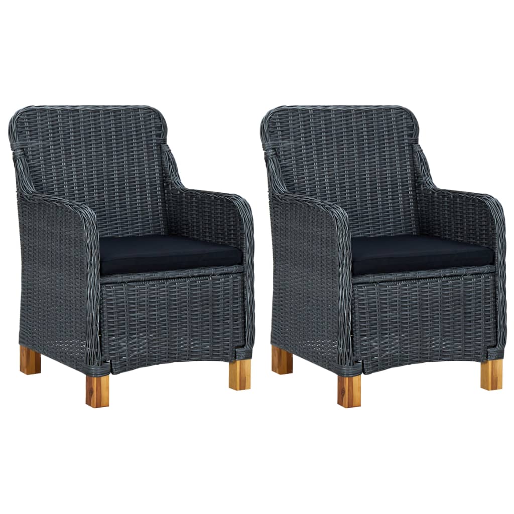 Set muebles jardín 3 pzas ratán sintético gris oscuro y cojines