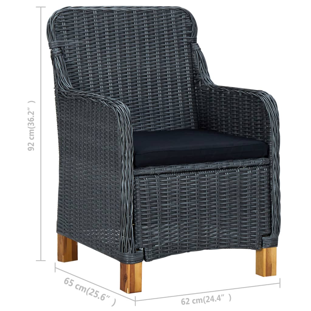 Set muebles jardín 3 pzas ratán sintético gris oscuro y cojines vidaXL