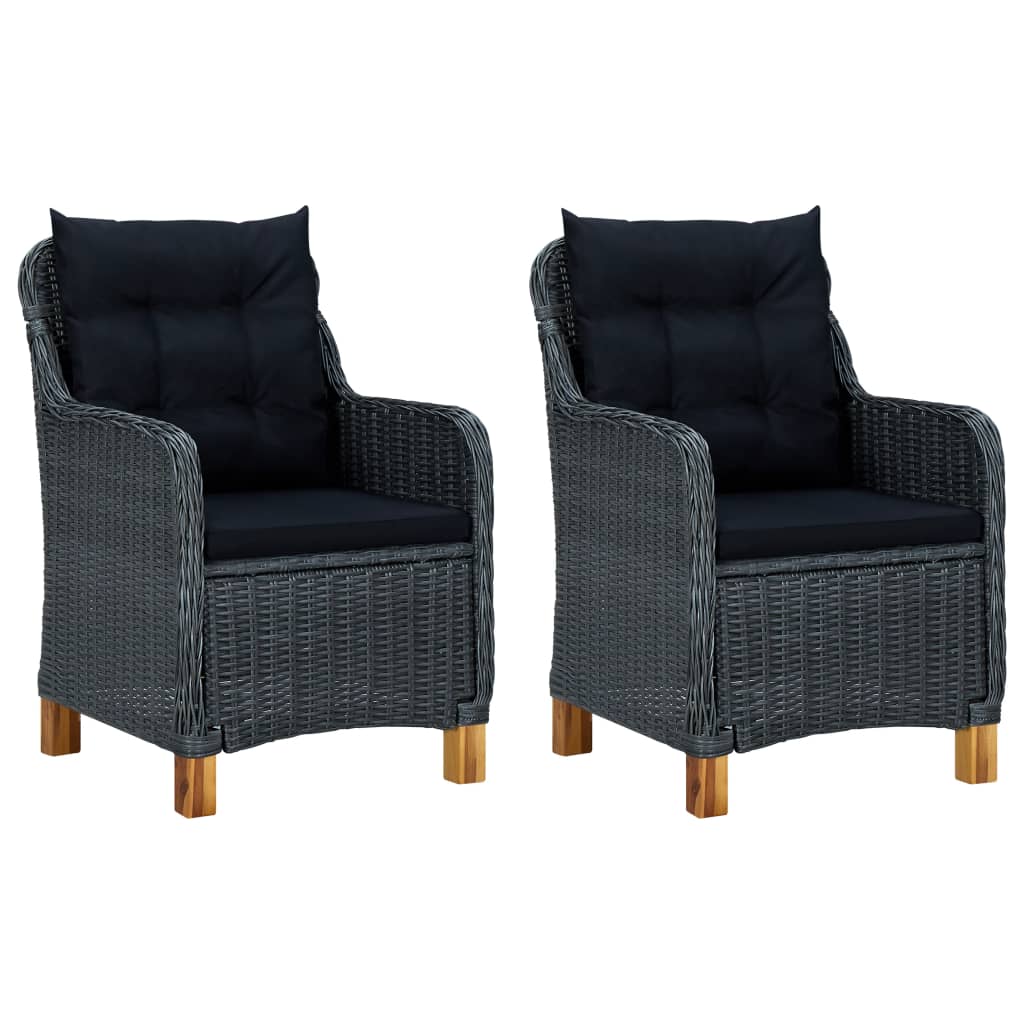 Set muebles jardín 3 pzas ratán sintético gris oscuro y cojines