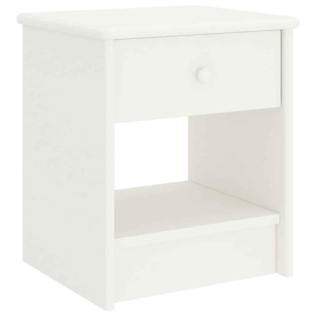 Vetonek Mesita de noche madera maciza de mango blanco 35x30x40 cm