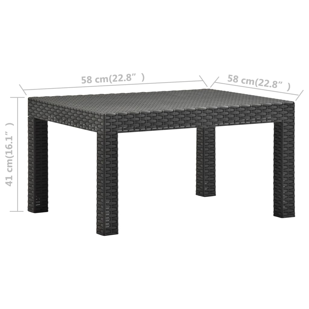 Mesa de jardín PP ratán gris antracita 58x58x41 cm vidaXL