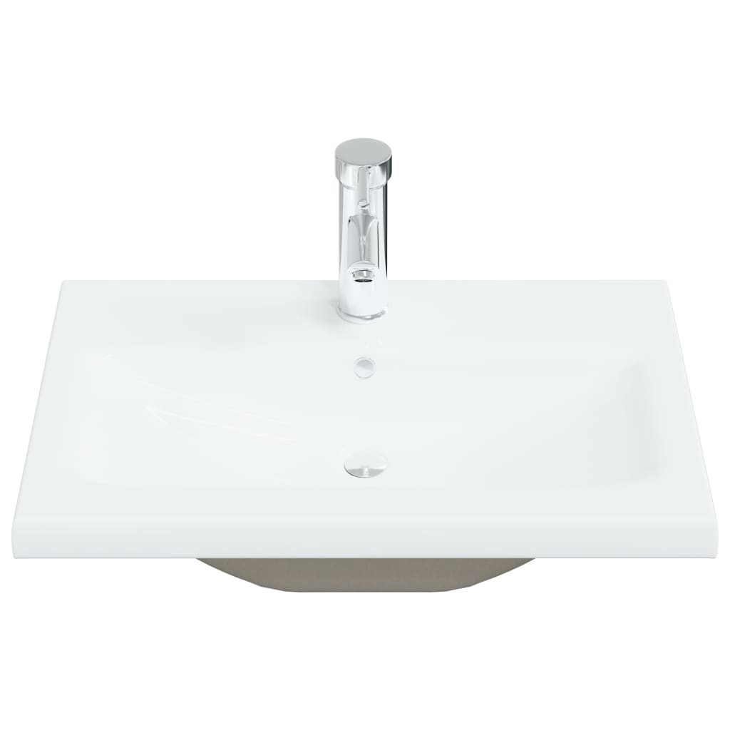 Lavabo empotrado con grifo cerámica blanco 61x39x18 cm - Vetonek