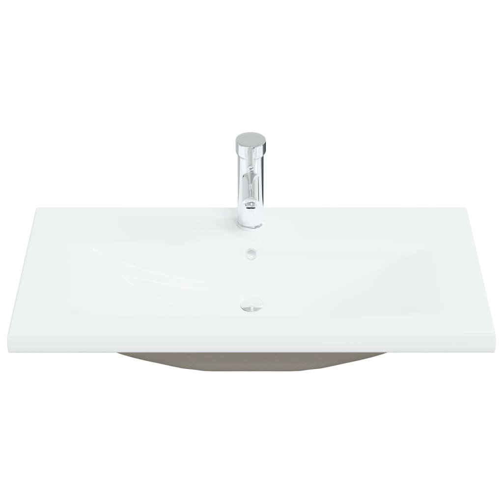 Lavabo empotrado con grifo cerámica blanco 81x39x18 cm - Vetonek