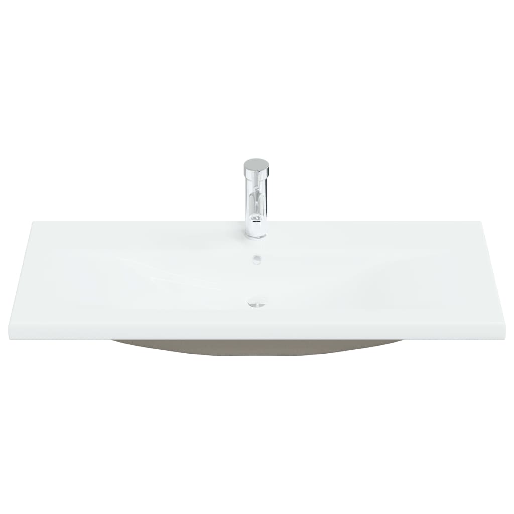 Lavabo empotrado con grifo cerámica blanco 101x39x18 cm - Vetonek