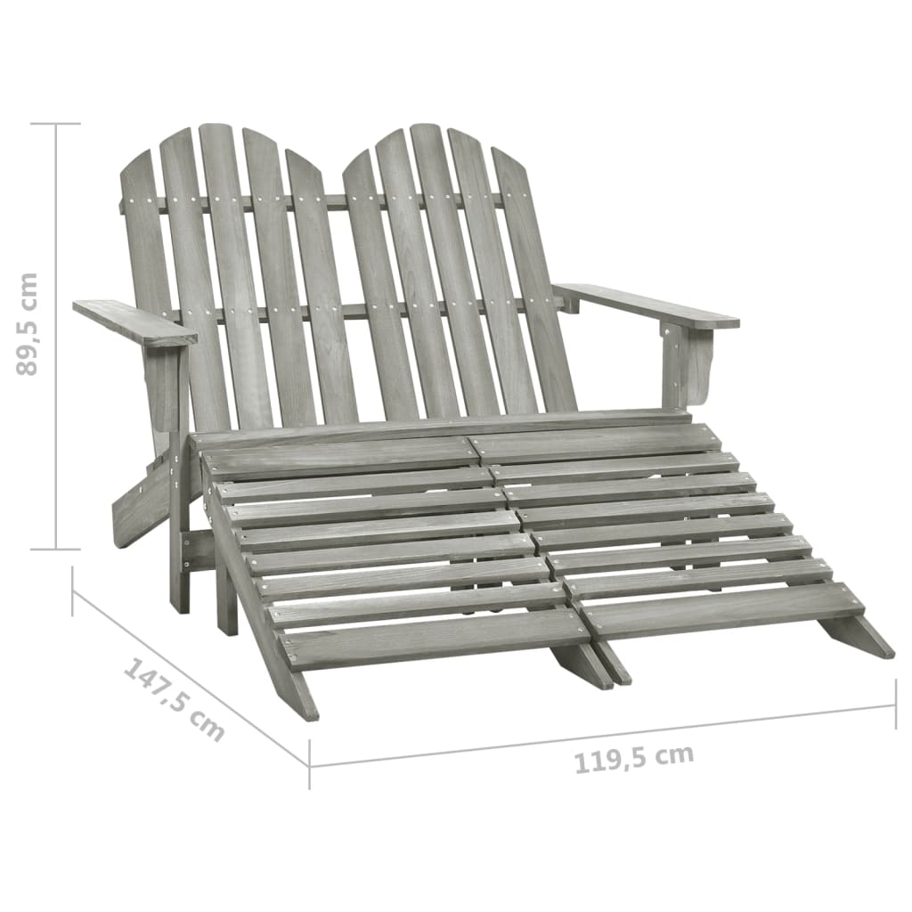 Garden adirondack chair 2 seats gray fir wood