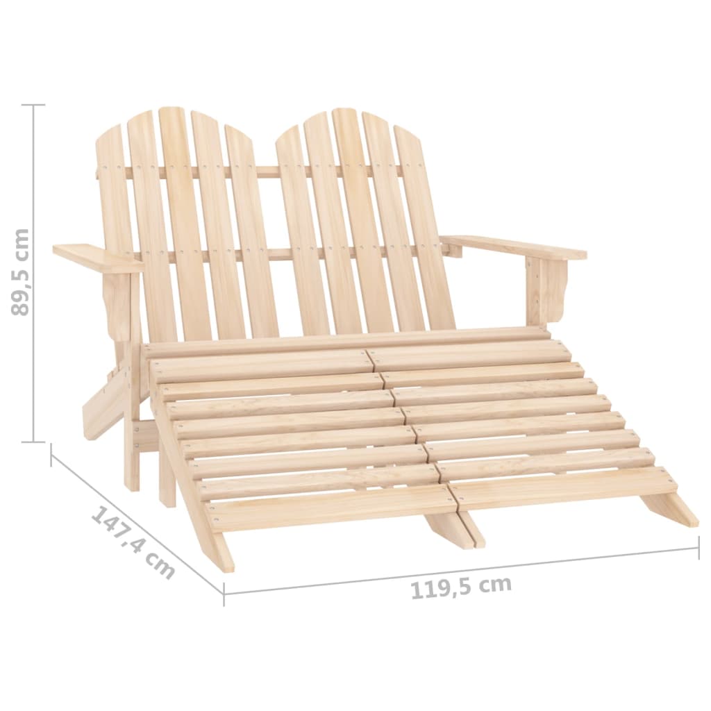 Garden adirondack chair 2 seats fir wood