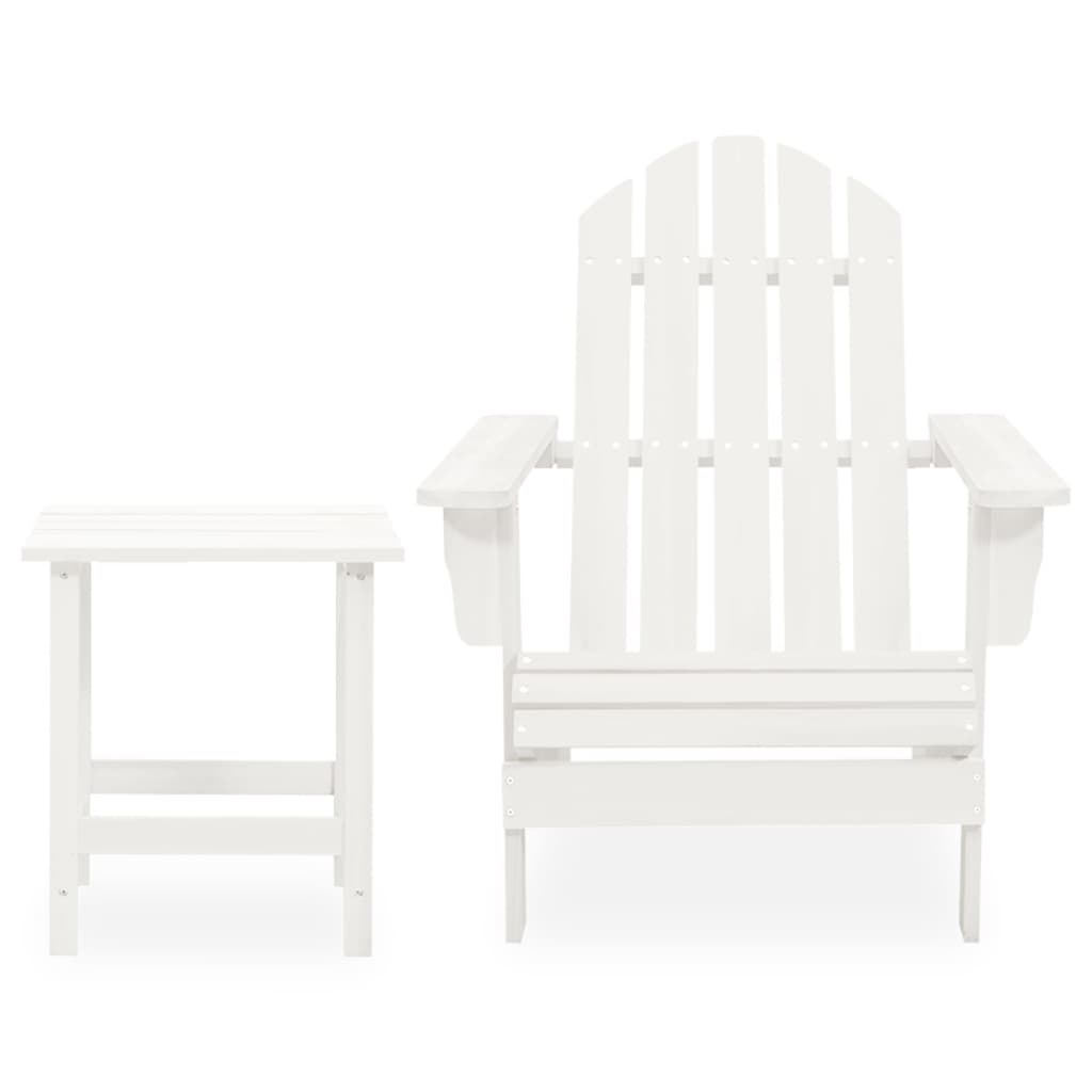 Silla con otomana y mesa jardín Adirondack macizo abeto blanco vidaXL