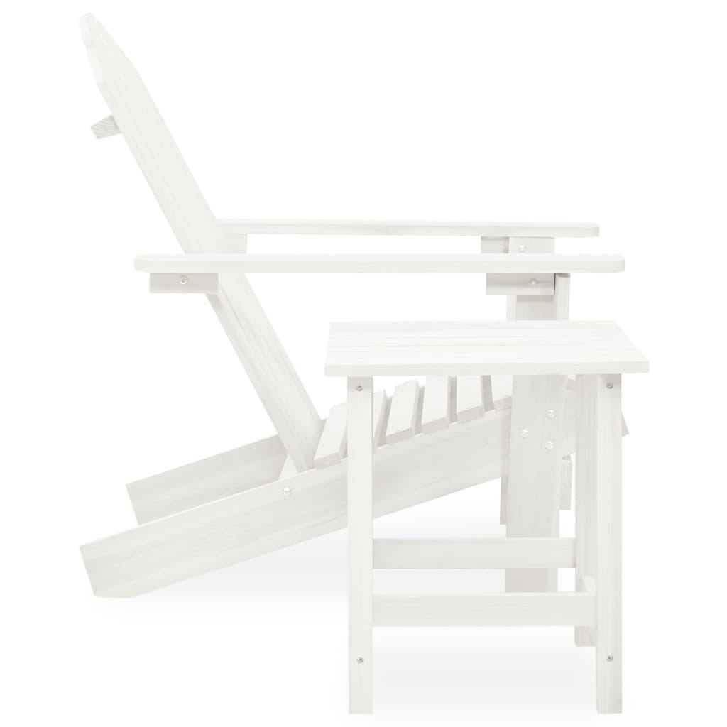 Silla con otomana y mesa jardín Adirondack macizo abeto blanco vidaXL