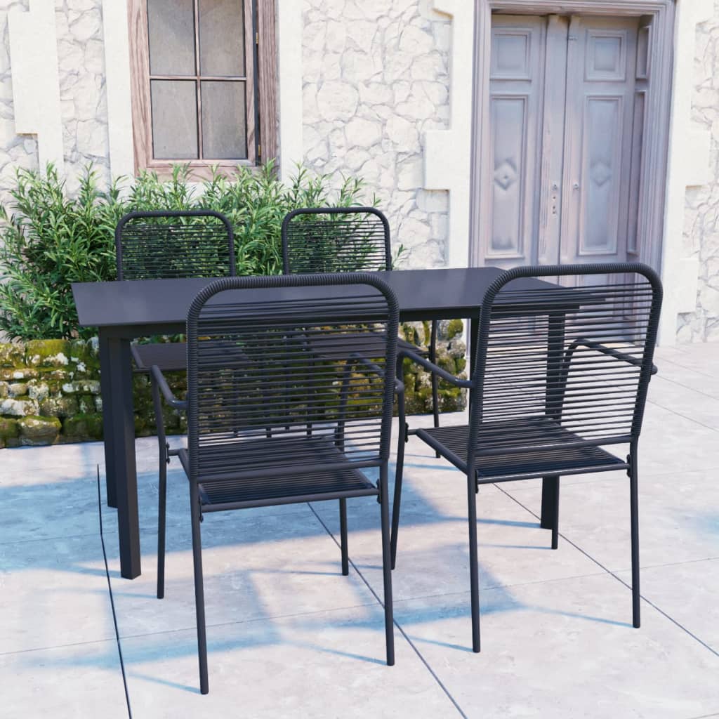 Vetonek Set de comedor de jardín de 5 piezas vidrio y acero negro