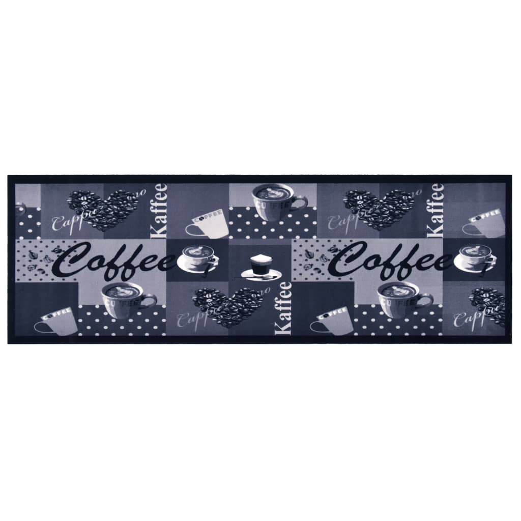 Vetonek Alfombra de cocina lavable Coffee azul 45x150 cm