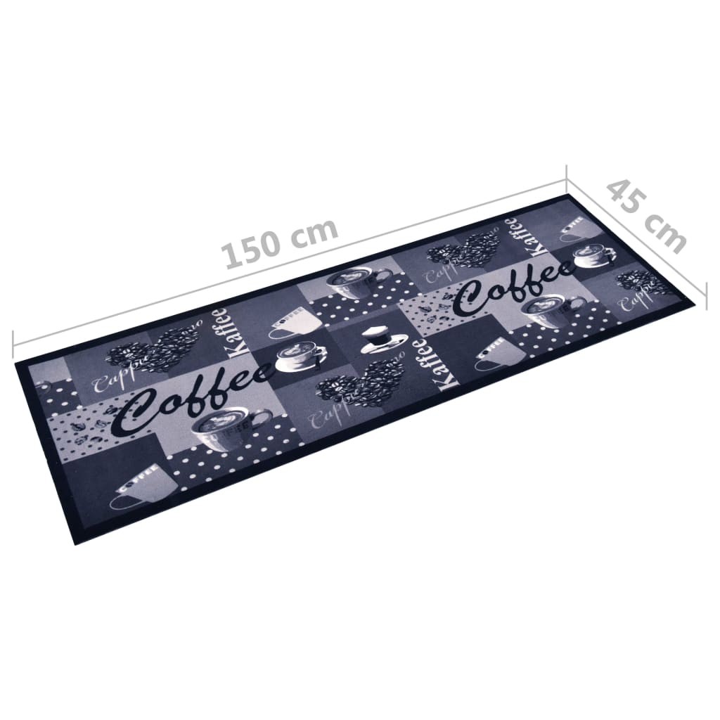 Tapis de cuisine lavable au café bleu 45x150 cm