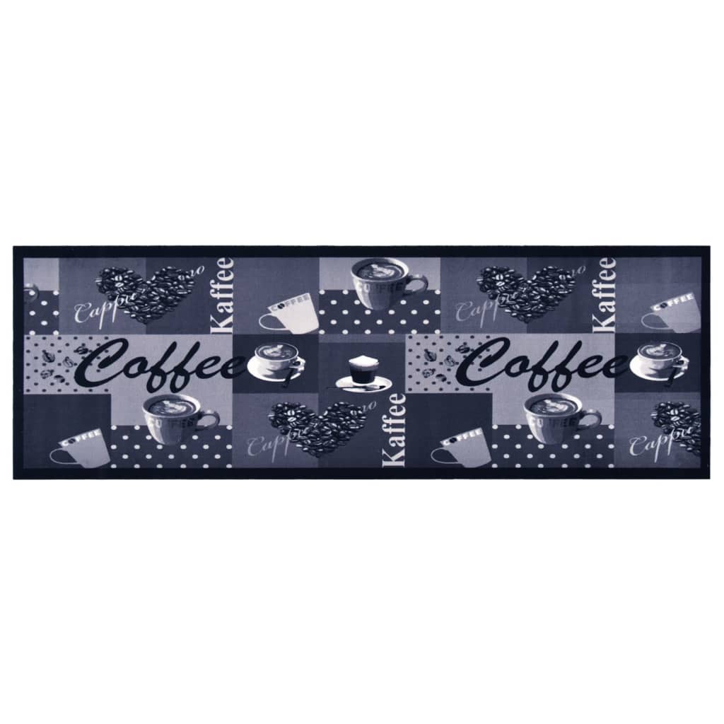 Vetonek Alfombra de cocina lavable Coffee azul 60x180 cm