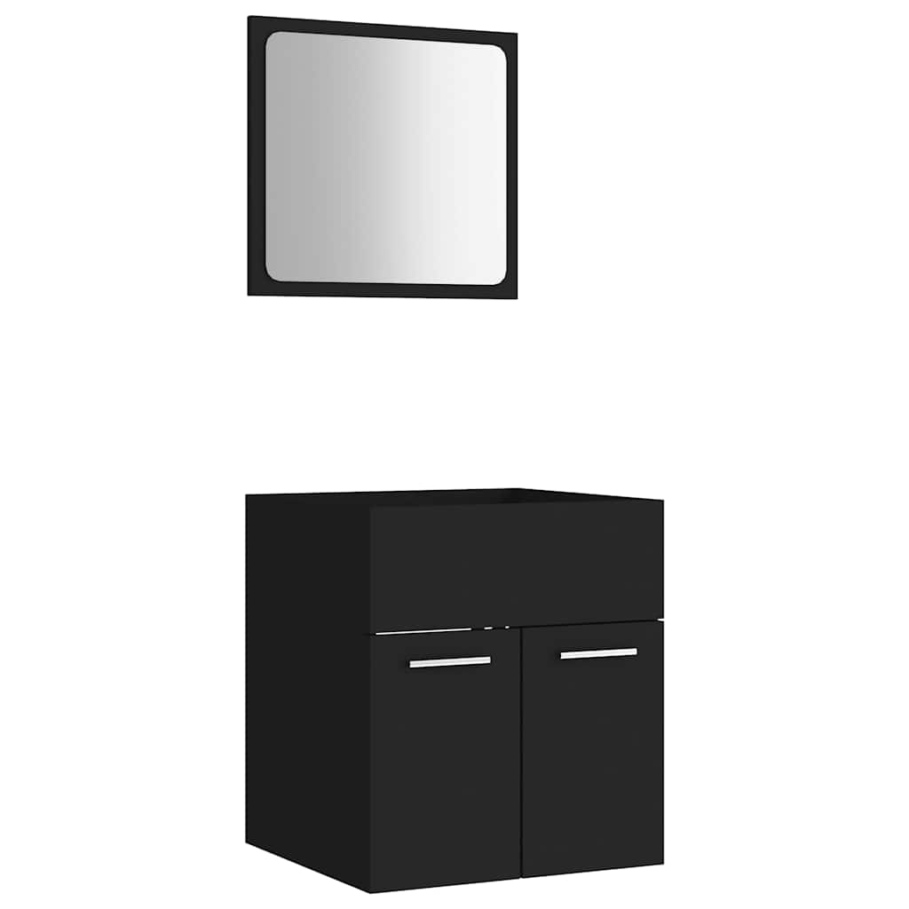Vetonek Conjunto de muebles de baño 2 pzas madera contrachapada negro
