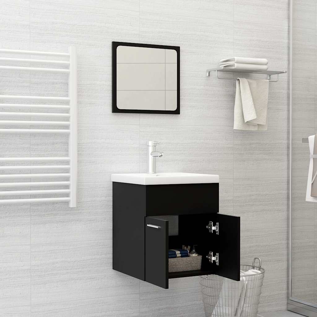 Conjunto de muebles de baño 2 pzas madera negro - Vetonek