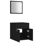 Conjunto de muebles de baño 2 pzas madera negro - Vetonek