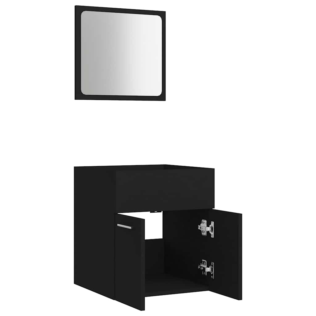 Conjunto de muebles de baño 2 pzas madera negro - Vetonek