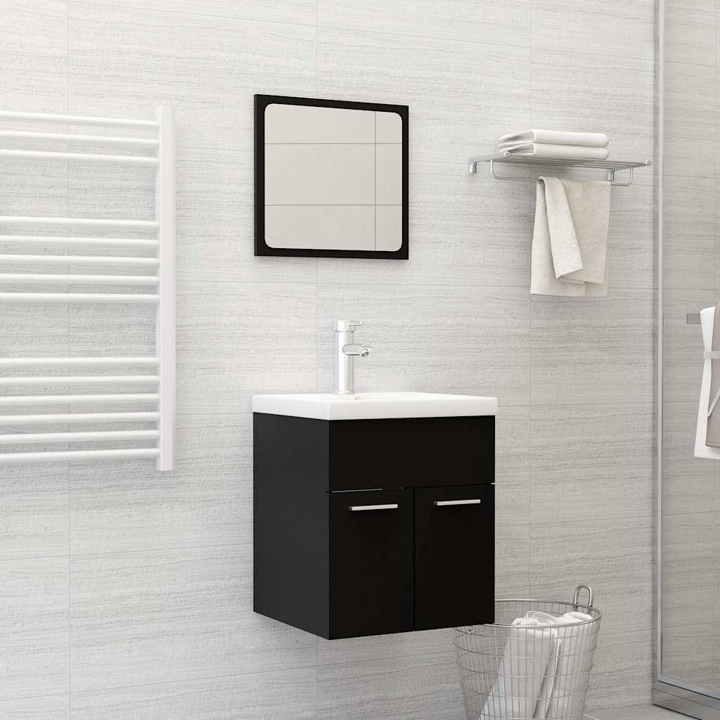 Conjunto de muebles de baño 2 pzas madera contrachapada negro v2599 Vetonek