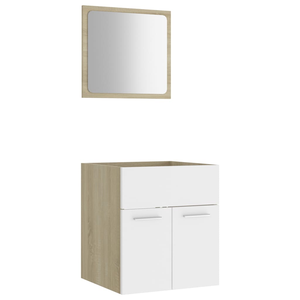 Set de muebles baño 2 pzas madera blanco y roble vidaXL