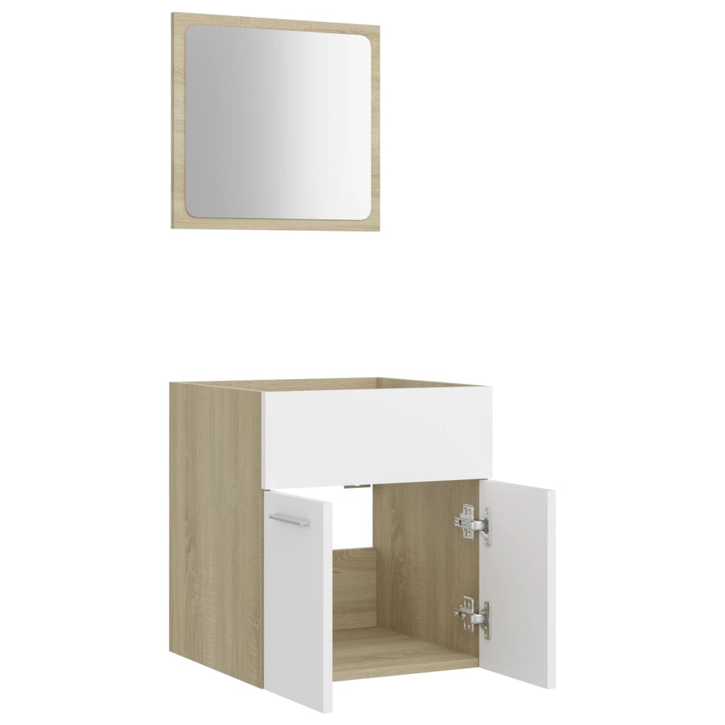 Set de muebles baño 2 pzas madera blanco y roble vidaXL