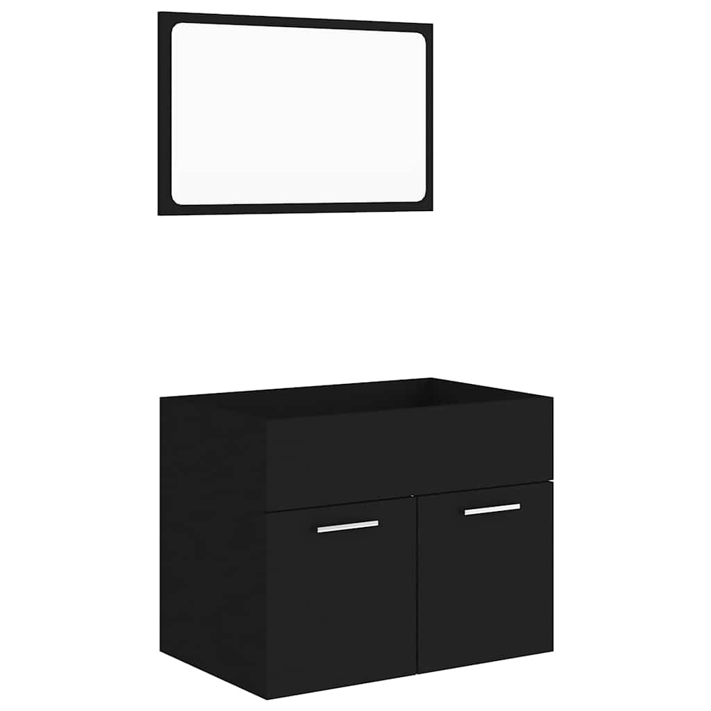 Vetonek Conjunto de muebles de baño 2 pzas madera contrachapada negro