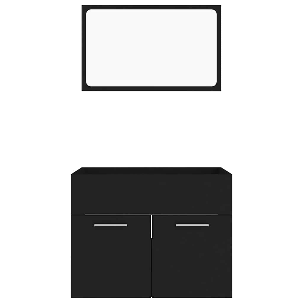 Conjunto de muebles de baño 2 pzas madera contrachapada negro v2681 - Vetonek