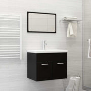 Conjunto de muebles de baño 2 pzas madera contrachapada negro v2681 Vetonek